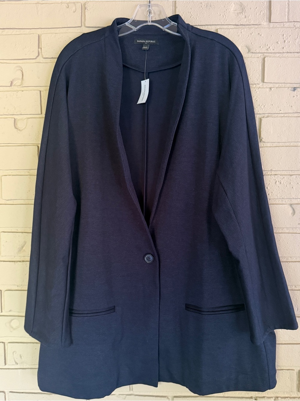 NEW Banana Republic Navy Blue Nailhead Textured Jacket Blazer Womens Sz XXL NWT